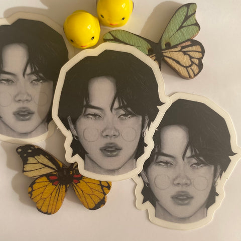 mini 'Super Jin' Glossy Transparent Sticker